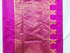 Padmapriya | Handwoven Chanderi Silk Saree - Magenta colour