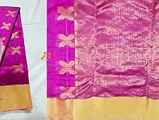 Padmapriya | Handwoven Chanderi Silk Saree - Magenta colour