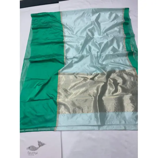 online Handwoven Silk - Chanderi green Border Saree