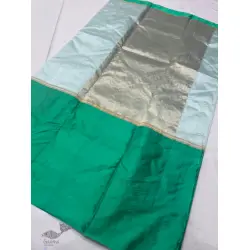 Padmapriya | Handwoven Silk - Chanderi Green Border Saree