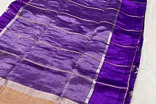 Padmapriya | Handwoven Silk - Chanderi Violet Zari Checks Saree