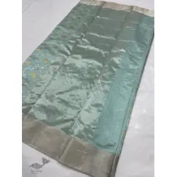 Padmapriya | Handwoven Silk - Chanderi Silver Border Saree