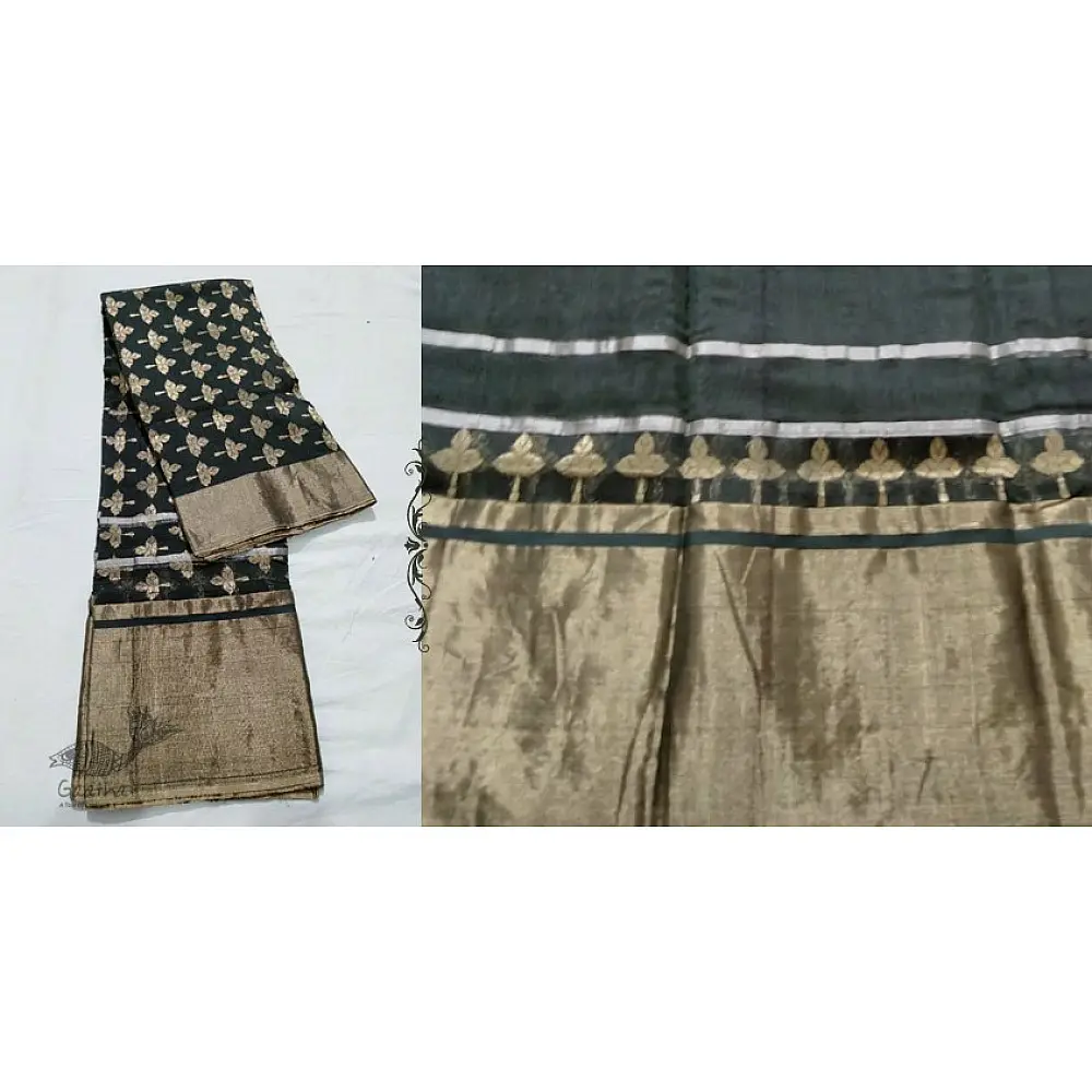 online Handwoven Silk - Chanderi Leaf Motif Saree