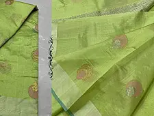 Padmapriya | Handwoven Silk - Chanderi Parrot Green Saree