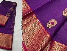 Padmapriya | Handwoven Silk - Chanderi Saree With Golden Broad Border