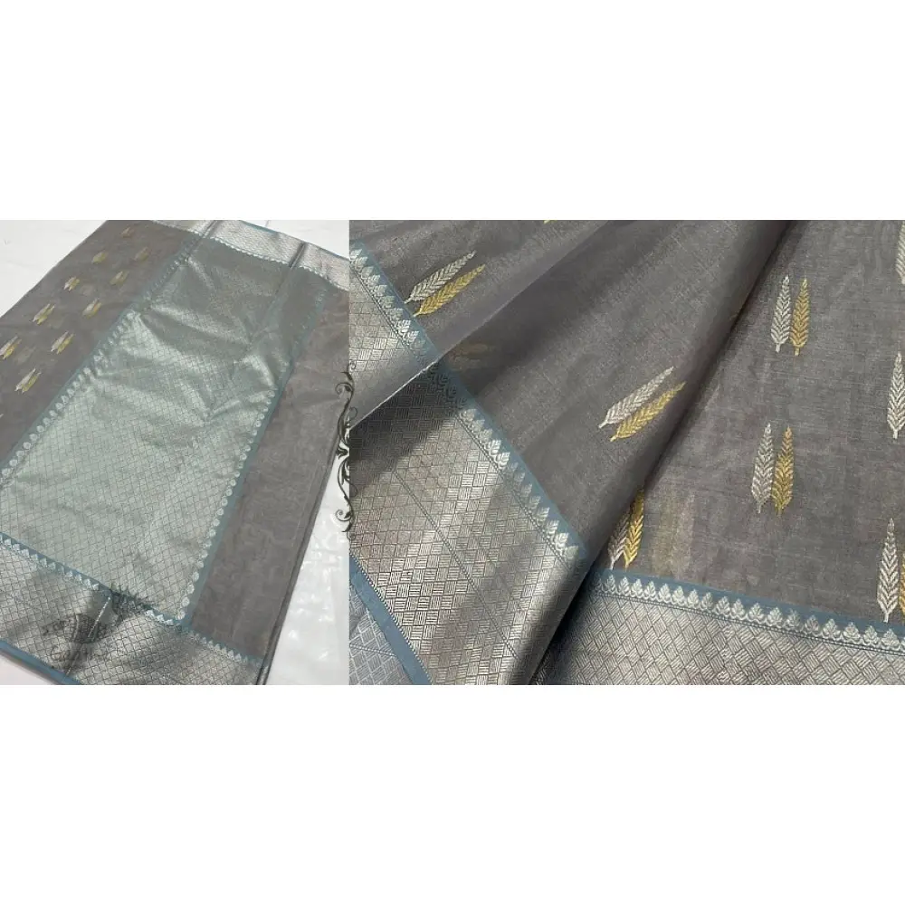 online Handwoven Silk - Chanderi Silver & Golden Butta Saree