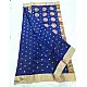 online Chanderi Silk saree - Blue Chanderi Saree With Golden Butta