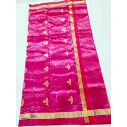 Padmapriya | Chanderi Silk Handwoven Saree - Rani Pink