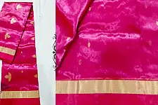 Padmapriya | Chanderi Silk Handwoven Saree - Rani Pink