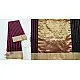 online  Handwoven Silk - Chanderi Golden Border Red & Black Stripe Saree