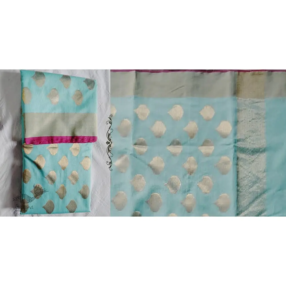 online Chanderi Silk saree - - Sky Blue