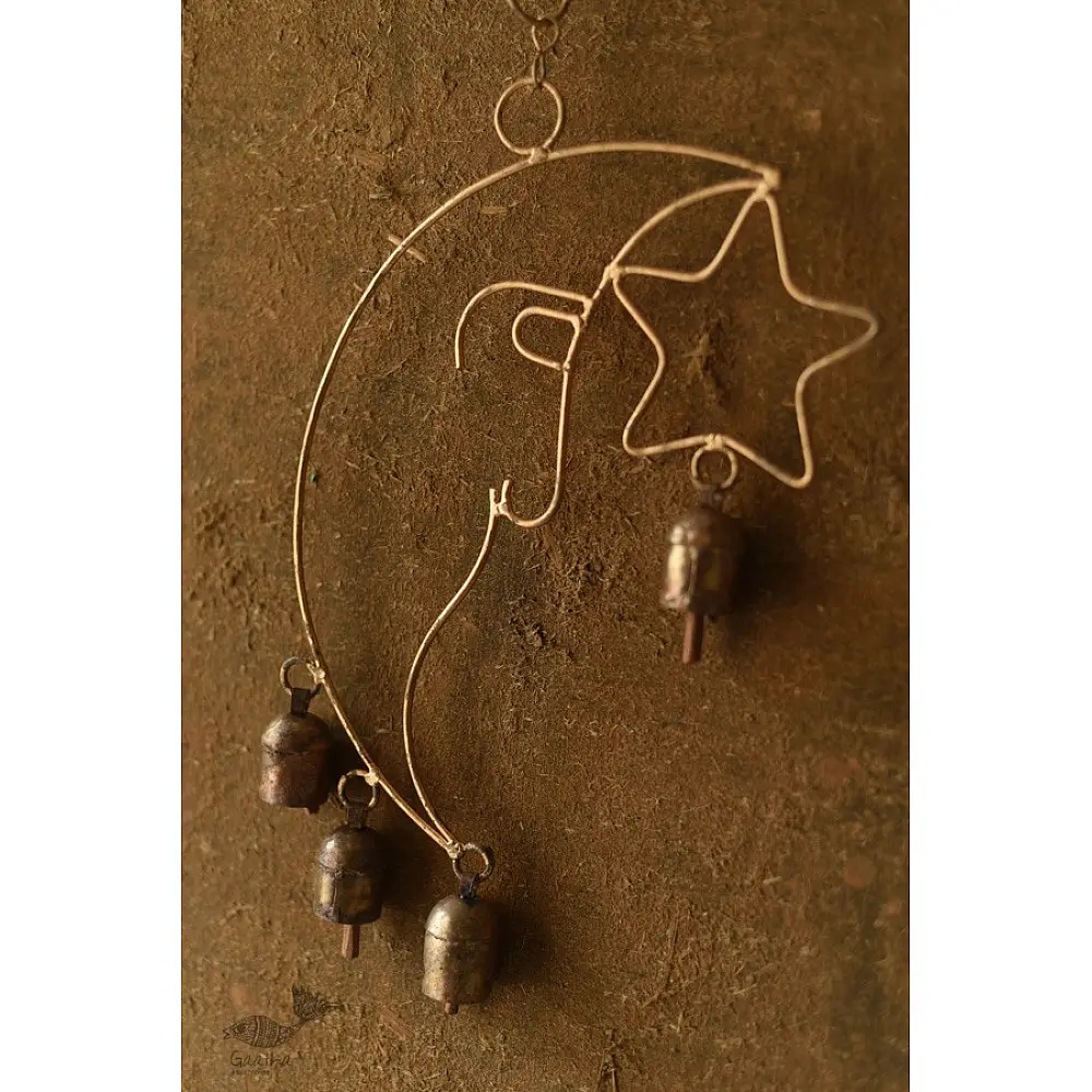 shop Kutch Hanging Metal Bell - Moon & Star