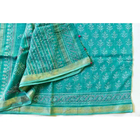 पलक ⚛ Dabu Printed . Embroidered Maheshwari  Saree ⚛ 16