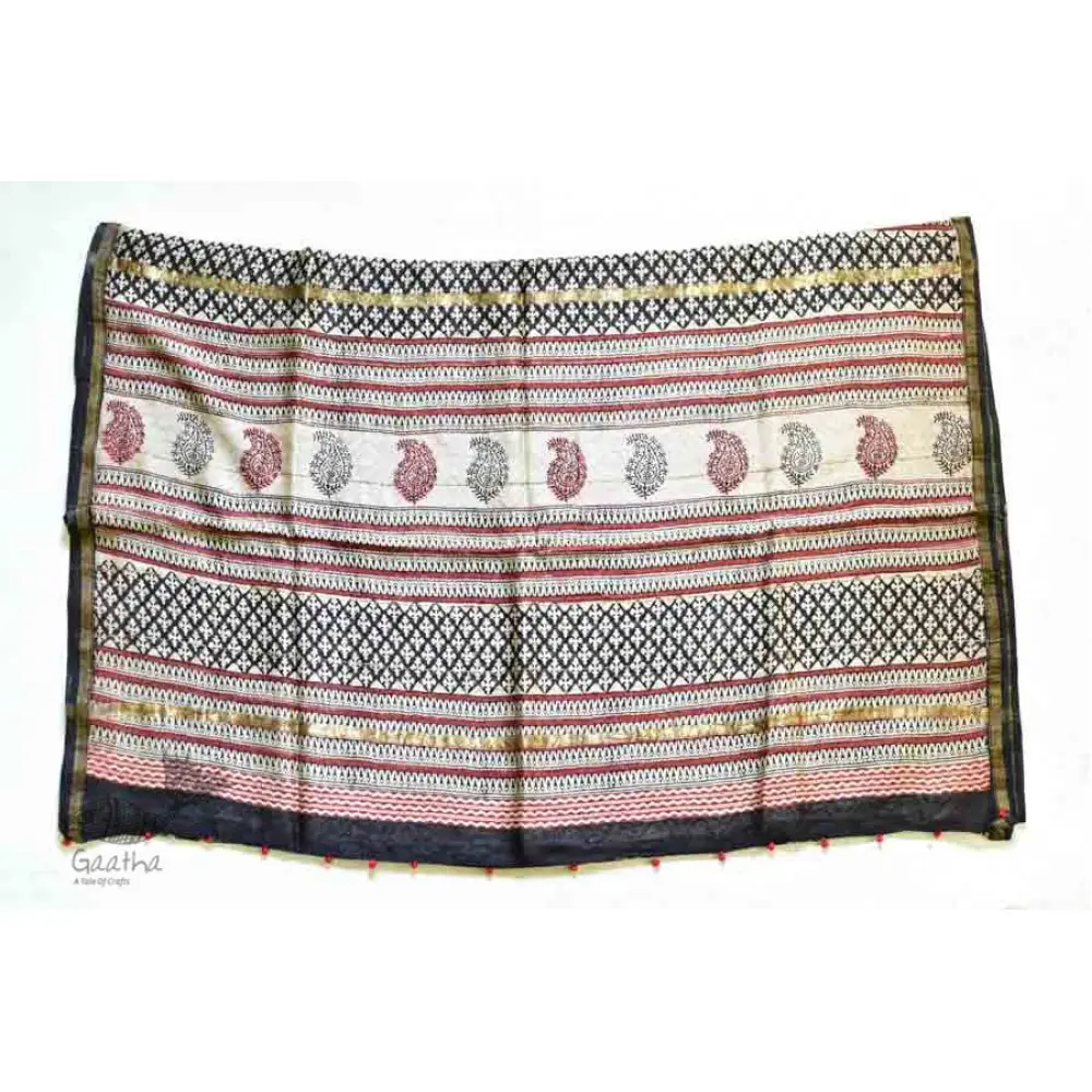 पलक ⚛ Dabu Printed . Embroidered Chanderi Saree ⚛ 4