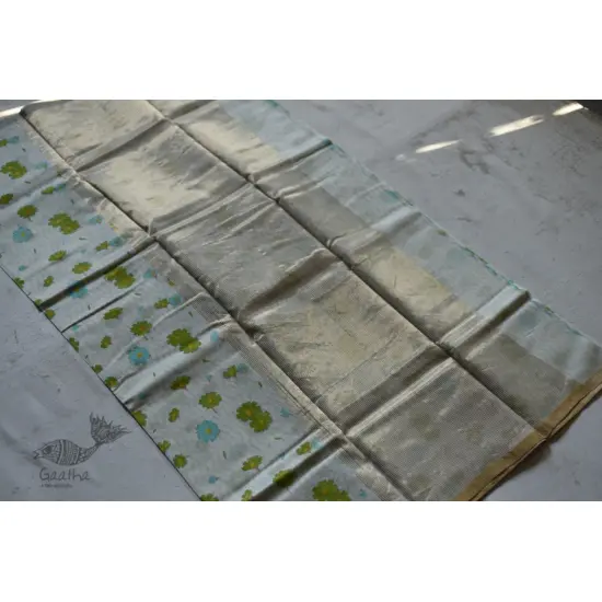 Handloom Chanderi Printed Saree - with flower motif