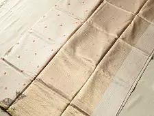 Manjula | Handwoven Printed Chanderi Saree - Strawberry Motif