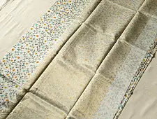 Manjula | Handwoven Printed Chanderi White Based Saree - Flowers Printed