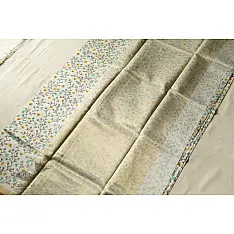 Manjula | Handwoven Printed Chanderi White Based Saree - Flowers Printed