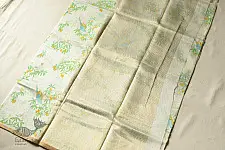 Manjula | Handwoven Printed Chanderi Parrot Printed Saree