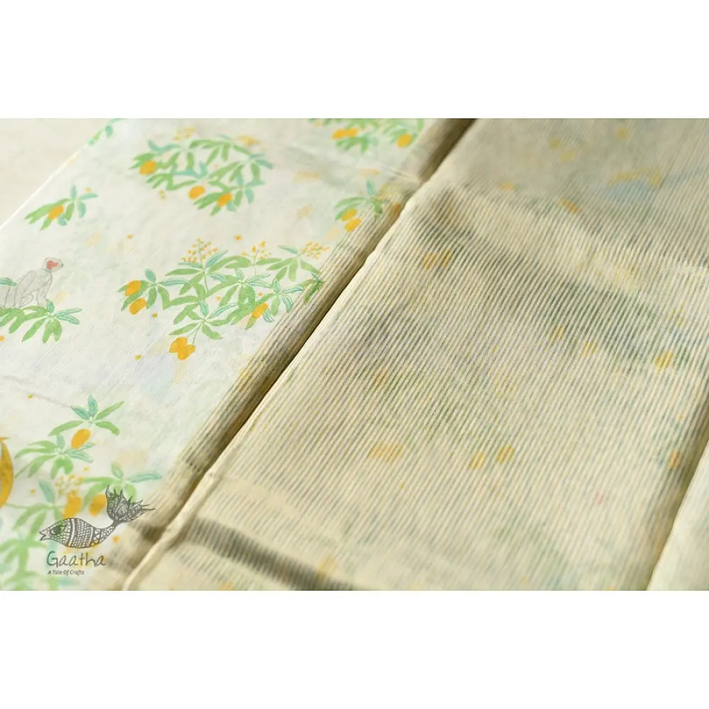 Handwoven Printed Chanderi Parrot Printed Saree