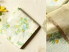 Manjula | Handwoven Printed Chanderi Parrot Printed Saree