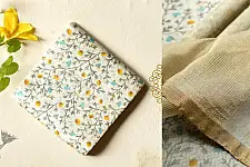 Manjula | Handwoven Printed Chanderi White Based Saree - Flowers Printed