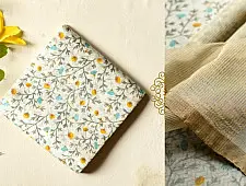 Manjula | Handwoven Printed Chanderi White Based Saree - Flowers Printed