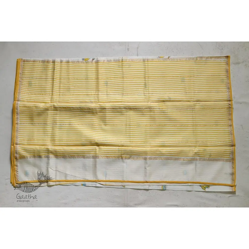 Handloom Chanderi Printed Saree in white 
