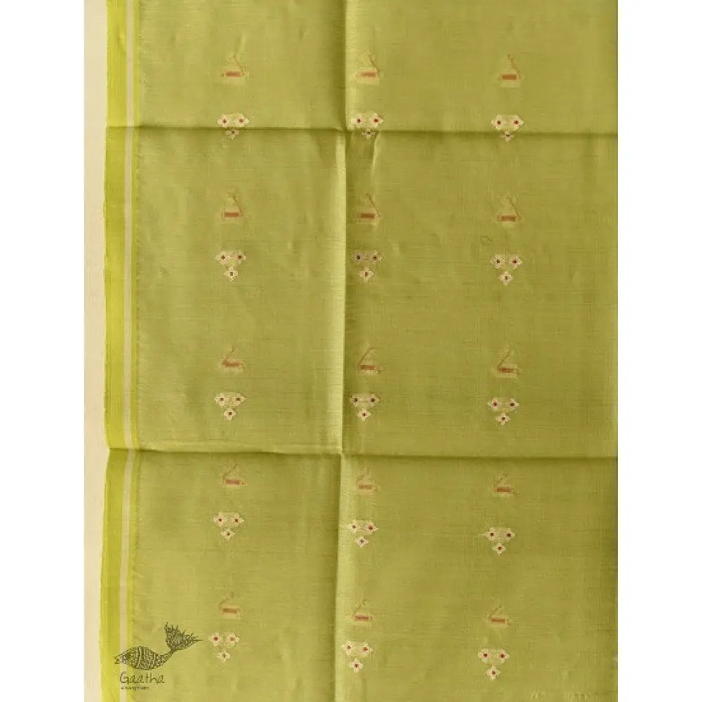 shop Chanderi Woven Boota Dupatta Green
