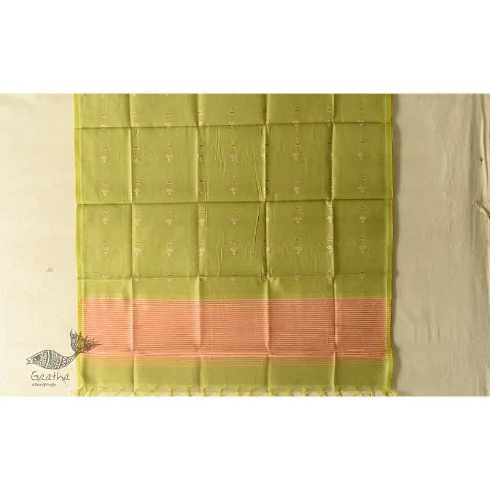 shop Chanderi Woven Boota Dupatta Green