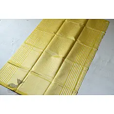 Satyawati | Handloom Chanderi Woven Stripe Saree - Yellow