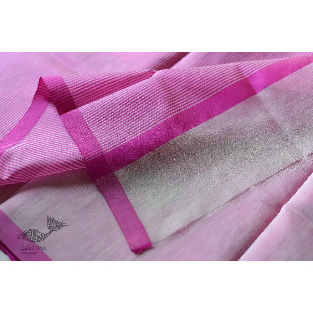 Handloom Chanderi Saree - Woven Tulip Flowers