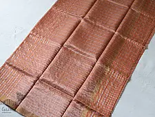Satyawati | Handloom Chanderi Woven Zari Checks Saree - Rose Gold 