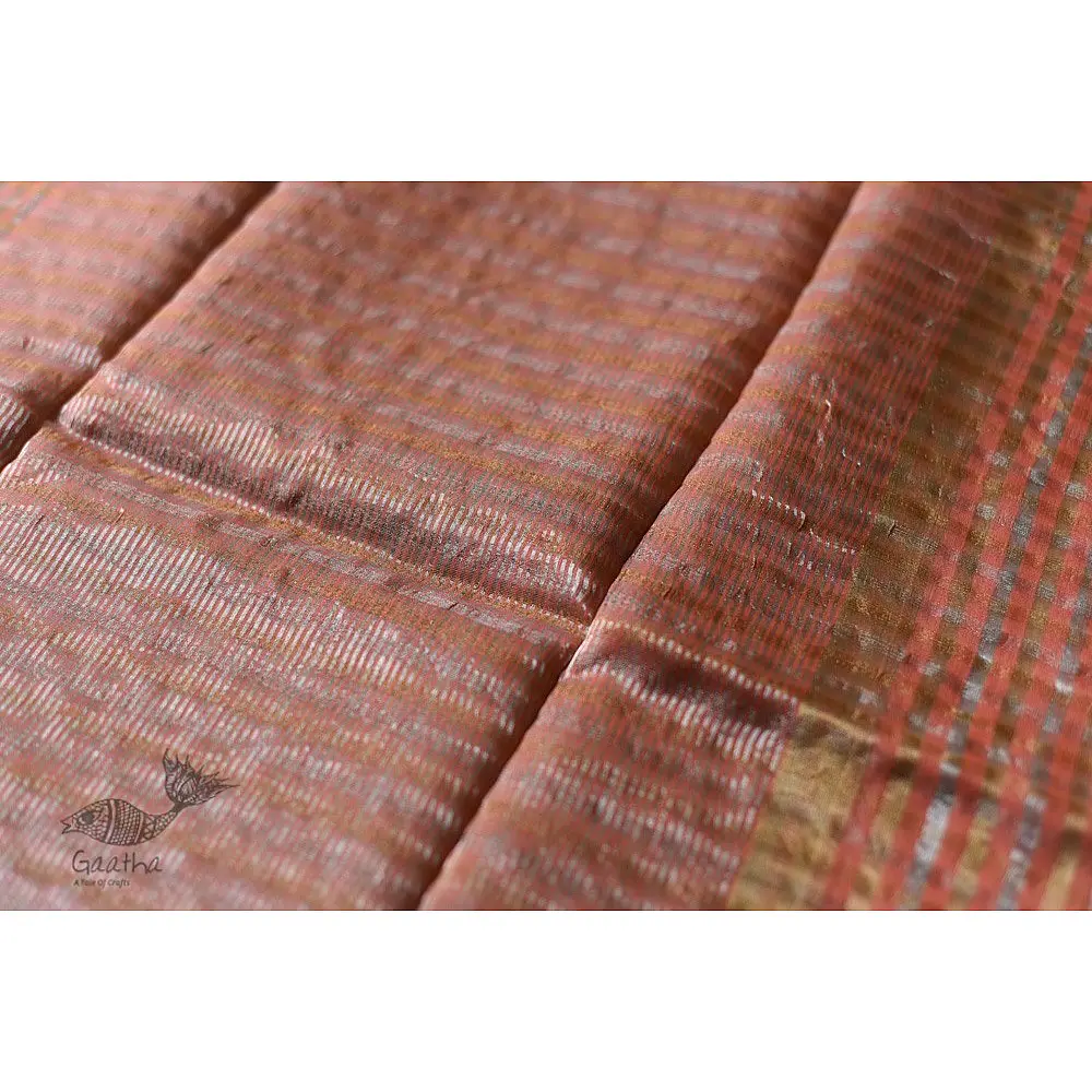 Handloom Chanderi Woven Zari Checks Saree - Rose Gold