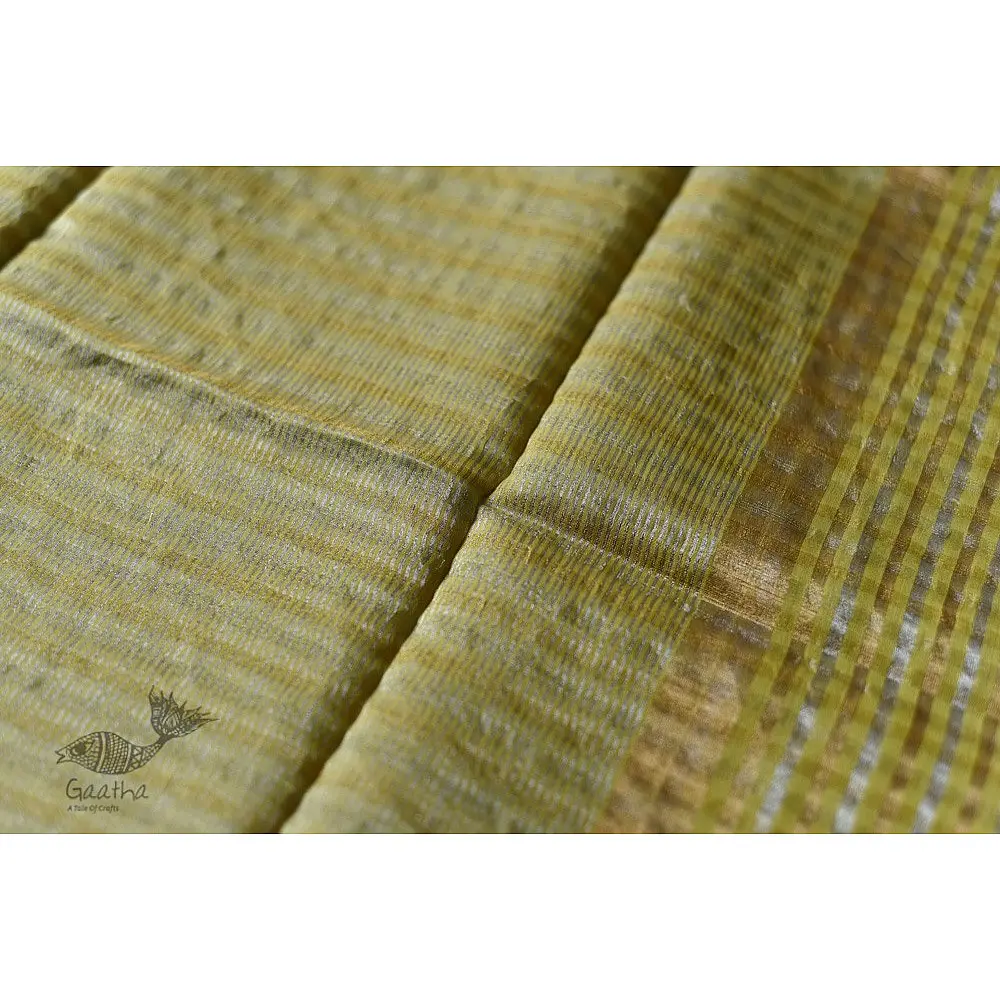 handloom Chanderi Woven Zari Checks Yellow Saree