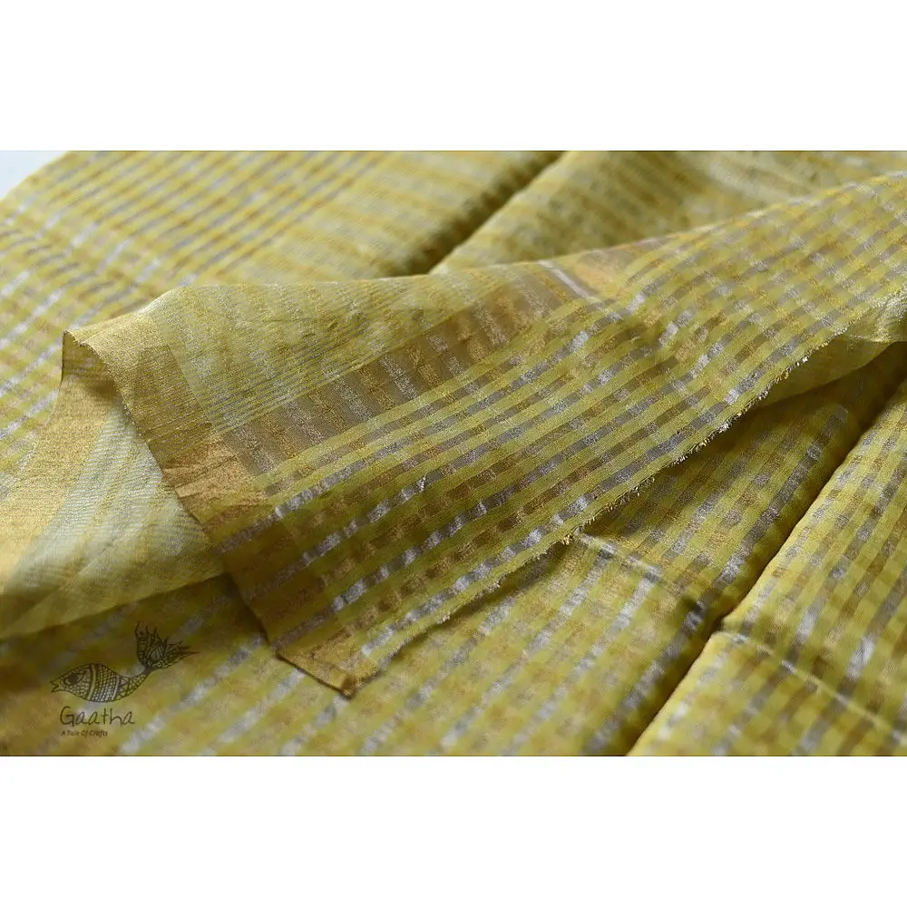 handloom Chanderi Woven Zari Checks Yellow Saree