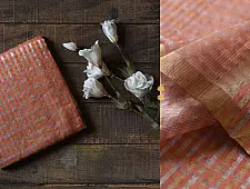 Satyawati | Handloom Chanderi Woven Zari Checks Saree - Rose Gold 