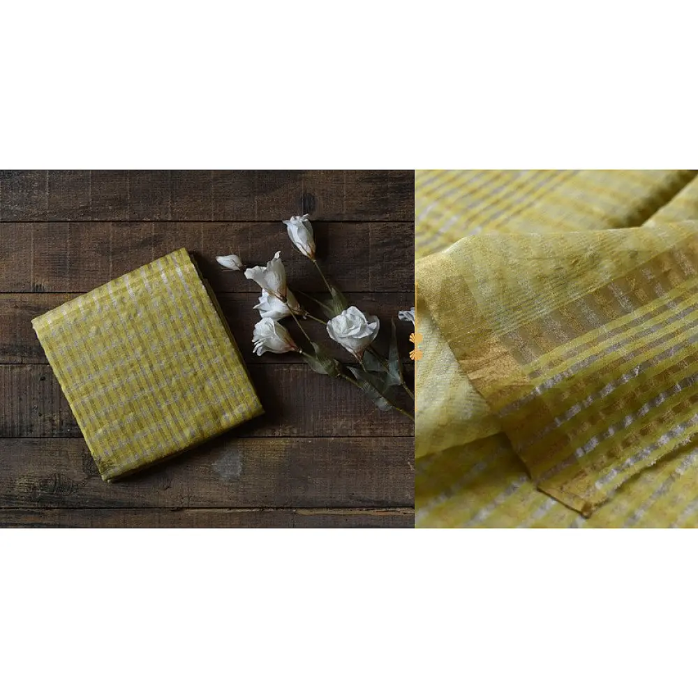 handloom Chanderi Woven Zari Checks Yellow Saree