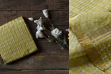Satyawati | Handloom Chanderi Woven Zari Checks Yellow Saree