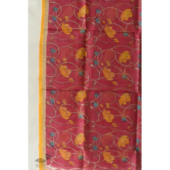 shop Block Printed Chanderi Dupatta- Rani Pink