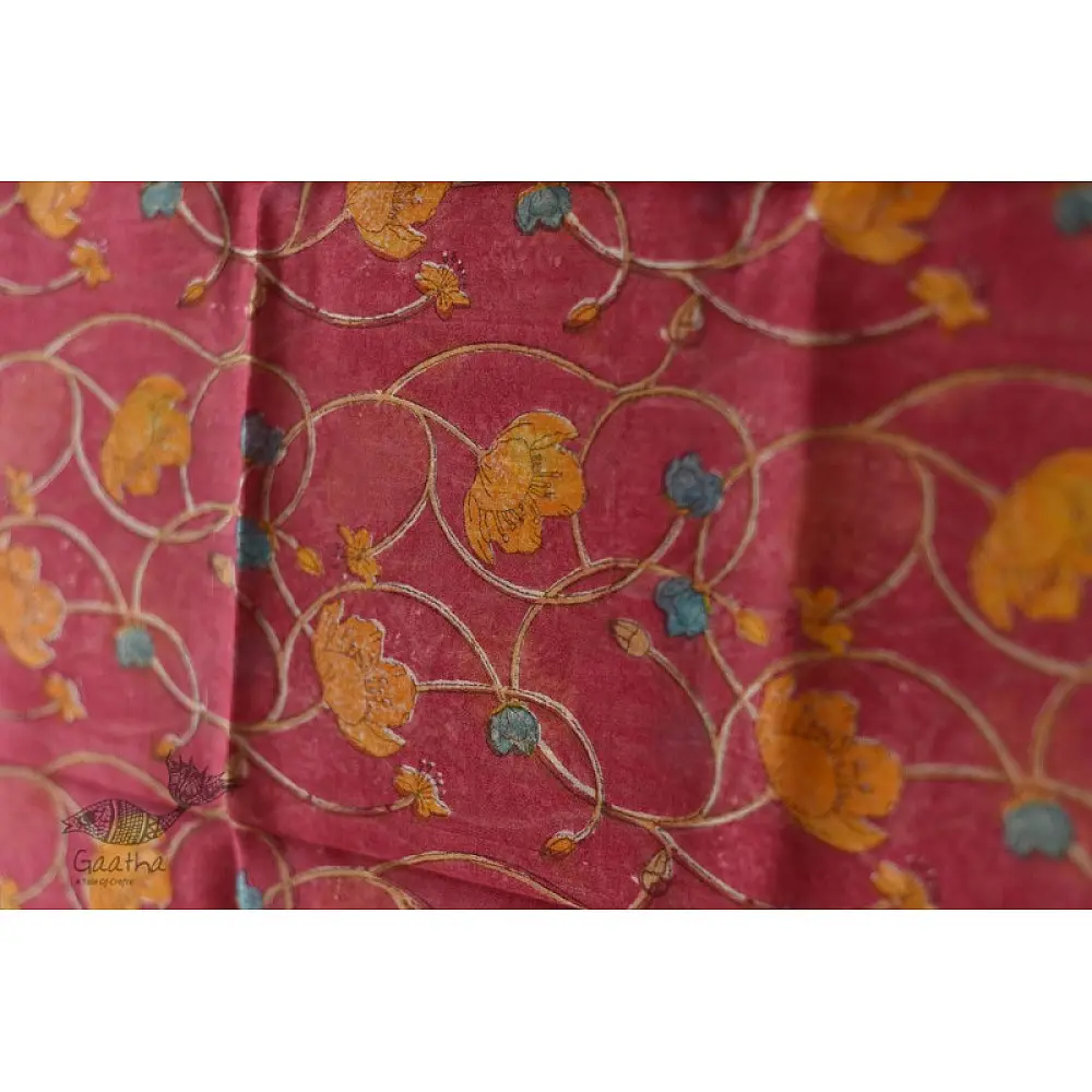 shop Block Printed Chanderi Dupatta- Rani Pink