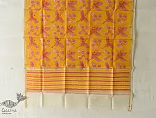 Nisarg . निसर्ग ❣ Block Printed Chanderi Dupatta - Crane Bird Motif