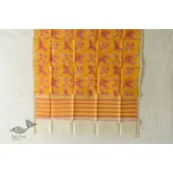 Nisarg . निसर्ग ❣ Block Printed Chanderi Dupatta - Crane Bird Motif