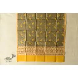 Nisarg . निसर्ग ❣ Block Printed Chanderi Dupatta - Yellow Flowers