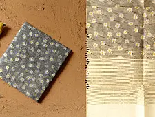 Nisarg . निसर्ग ❣ Block Printed Chanderi Dupatta - Grey