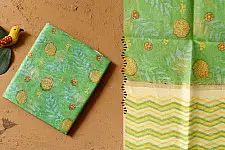 Nisarg . निसर्ग ❣ Block Printed Chanderi Green Dupatta