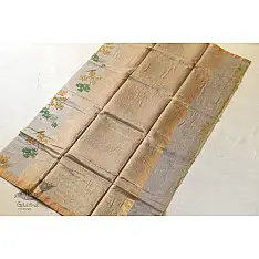 Manjula ~ Handloom Printed Chanderi Grey Saree 