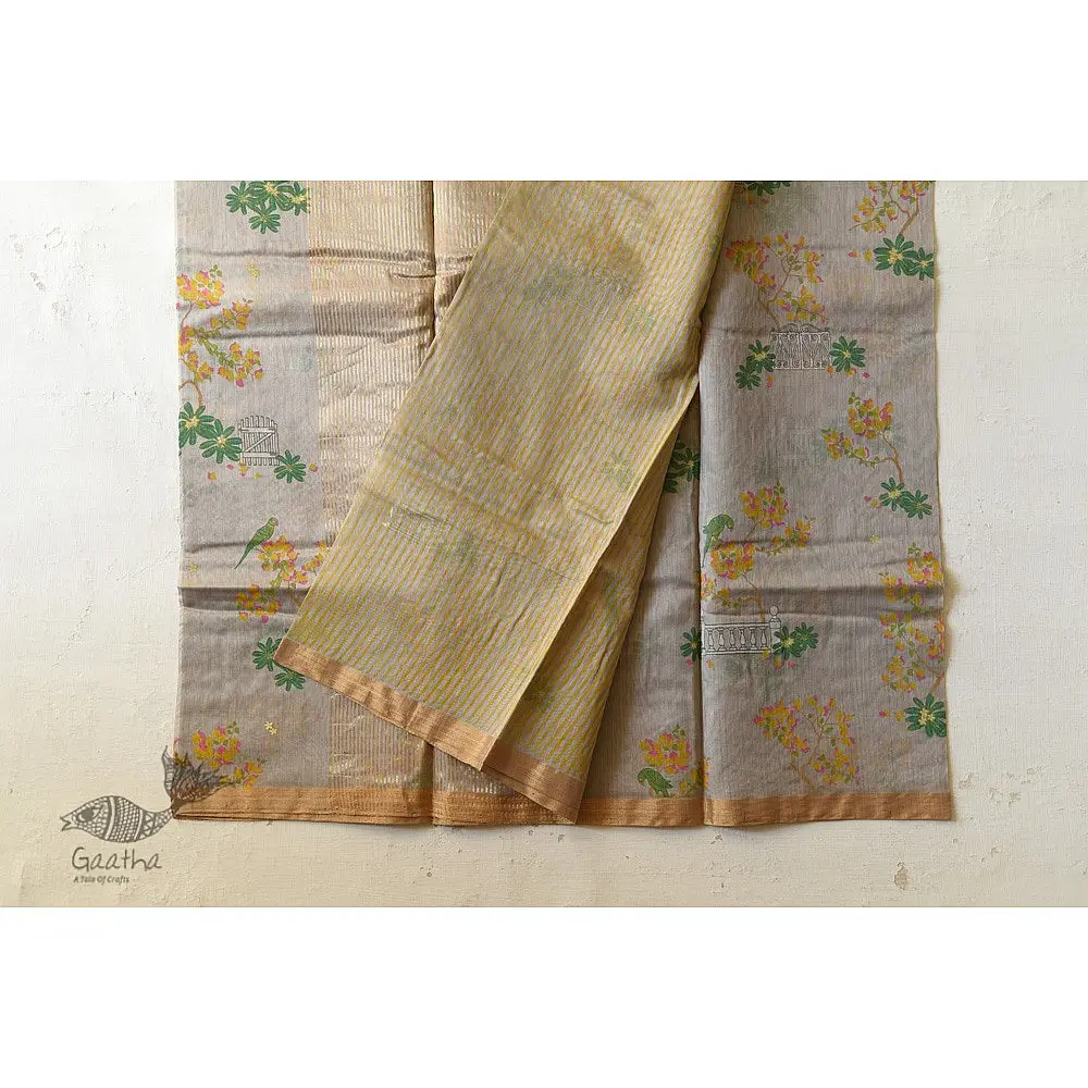 Handloom Printed Chanderi Saree