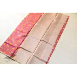 Manjula ~ Handloom Printed Chanderi Saree - Rani Pink