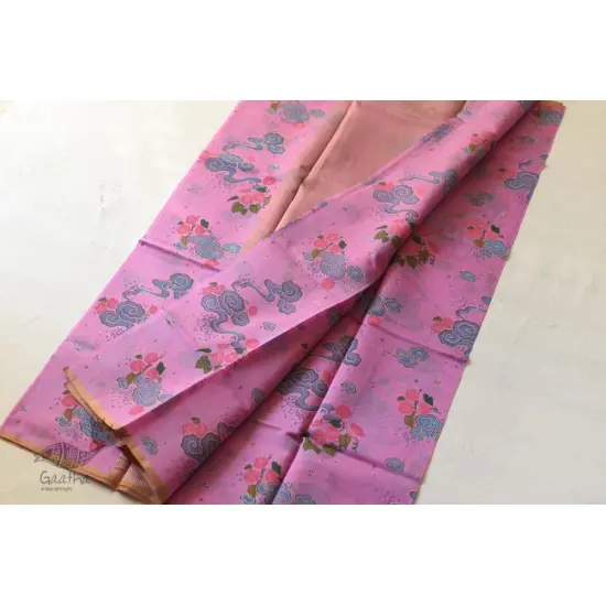 Handloom Printed Chanderi Saree - Purpple